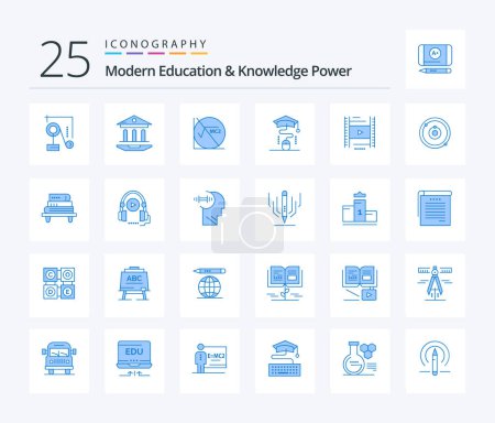 Ilustración de Educación moderna y el poder del conocimiento 25 Azul paquete de iconos de color incluyendo la lesión. educación. matemáticas. en línea. ratón - Imagen libre de derechos