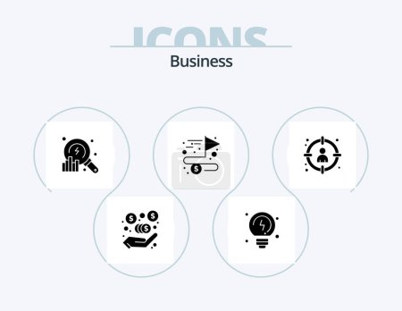 Illustration for Business Glyph Icon Pack 5 Icon Design. select. head. data. choose. complete - Royalty Free Image