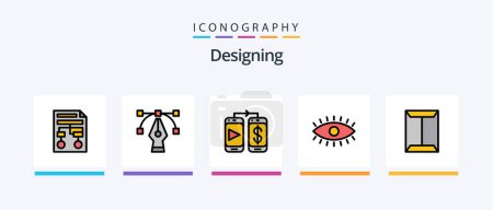 Ilustración de Designing Line Filled 5 Icon Pack Including coin. web. cell. paint. graphic. Creative Icons Design - Imagen libre de derechos