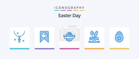 Illustration for Easter Blue 5 Icon Pack Including decoration. holiday. easter egg. easter. cack. Creative Icons Design - Royalty Free Image