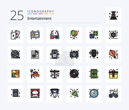 Illustration for Entertainment 25 Line Filled icon pack including celebration. balloon. gamepad. balloons. film - Royalty Free Image