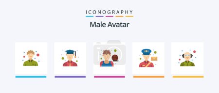 Illustration for Male Avatar Flat 5 Icon Pack Including person. post. avatar. man. avatar. Creative Icons Design - Royalty Free Image