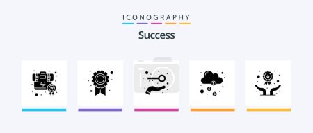 Illustration for Sucess Glyph 5 Icon Pack Including currency. money. social. funding. award. Creative Icons Design - Royalty Free Image