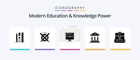 Illustration for Modern Education And Knowledge Power Glyph 5 Icon Pack Including backbag. court. classroom . campus. university. Creative Icons Design - Royalty Free Image