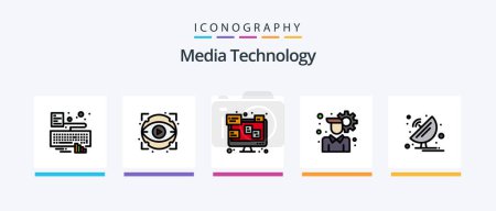 Illustration for Media Technology Line Filled 5 Icon Pack Including trust. mobile. movie. drive. network. Creative Icons Design - Royalty Free Image