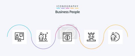 Ilustración de Business People Line 5 Icon Pack Incluyendo humanos. logro. La llave. Gerente. humano - Imagen libre de derechos