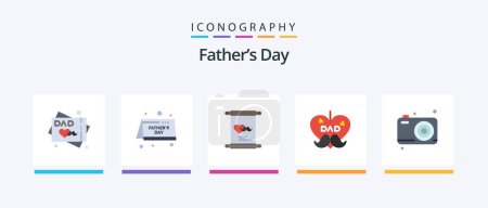 Téléchargez les illustrations : Fathers Day Flat 5 Icon Pack Including fathers day. dad. love. love. father. Creative Icons Design - en licence libre de droit