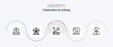 Ilustración de Paquete de iconos de Celebration and Holiday Line 5 Incluyendo deportes. piscina. vacaciones. billar. viajes - Imagen libre de derechos