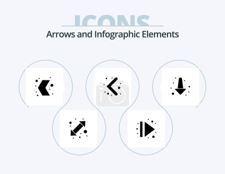 Illustration for Arrow Glyph Icon Pack 5 Icon Design. down. navigation. arrow. left. pointer - Royalty Free Image