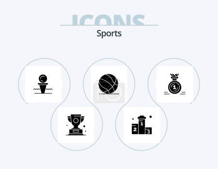 Ilustración de Sports Glyph Icon Pack 5 Diseño de iconos. Juega. Pelota. Ganó. De pie. bola - Imagen libre de derechos