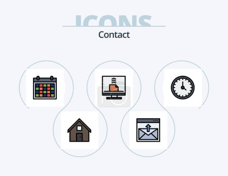 Illustration for Contact Line Filled Icon Pack 5 Icon Design. contact us. communication. contact us. web page. information - Royalty Free Image