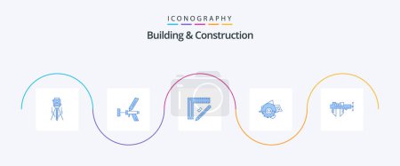 Illustration for Building And Construction Blue 5 Icon Pack Including saw. repair. foam. pencil. ruler - Royalty Free Image
