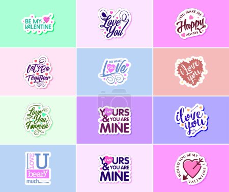 Photo for Saying I Love You with Beautiful Valentine's Day Design Stickers - Royalty Free Image