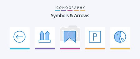 Illustration for Symbols and Arrows Blue 5 Icon Pack Including . flag. yang. Creative Icons Design - Royalty Free Image