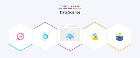 Illustration for Data Science 25 Flat icon pack including backup. filter. science. conversion. big data - Royalty Free Image