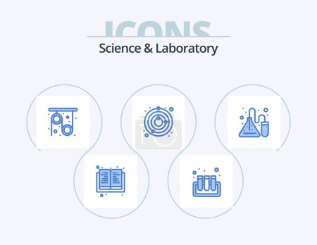 Illustration for Science Blue Icon Pack 5 Icon Design. lab. lab. research. experiment. space - Royalty Free Image