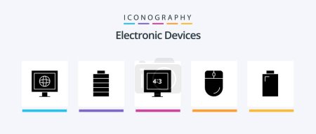 Téléchargez les illustrations : Appareils Glyphe 5 Icône Pack inclus. le pouvoir. tv. électrique. souris. Icônes créatives Design - en licence libre de droit