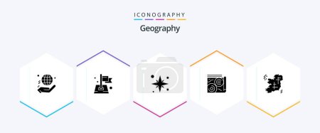 Ilustración de Geo Graphy 25 Glyph icon pack including guide. map. target. vacation. sea - Imagen libre de derechos