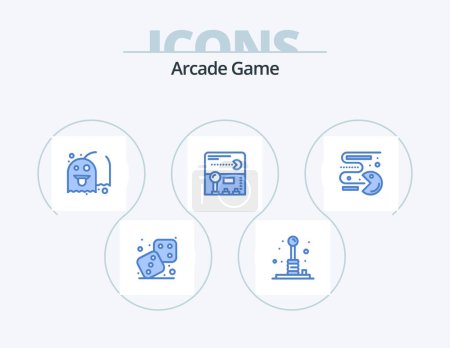 Téléchargez les illustrations : Arcade Blue Icon Pack 5 Icon Design. concurrence. Amusant. loisirs. pacman. amusant - en licence libre de droit
