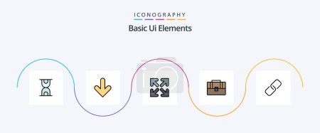 Téléchargez les illustrations : Basic Ui Elements Line Filled Flat 5 Icon Pack Including metal. paper. direction. clip. case - en licence libre de droit