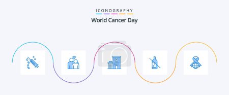 Illustration for World Cancer Day Blue 5 Icon Pack Including ribbon. whiskey. hospital. no. alcohol - Royalty Free Image
