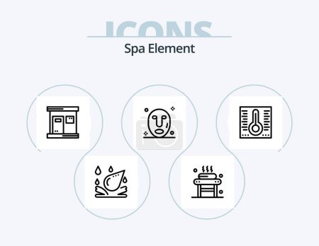 Téléchargez les illustrations : Spa Element Line Icon Pack 5 Icon Design. cuillère. Louche. spa. bien-être. relaxation - en licence libre de droit