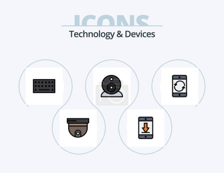 Illustration for Devices Line Filled Icon Pack 5 Icon Design. . . playstation. mobile. devices - Royalty Free Image