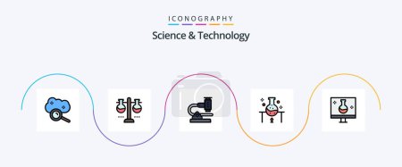 Illustration for Science And Technology Line Filled Flat 5 Icon Pack Including science. laboratory. test flask. research. microbiology - Royalty Free Image