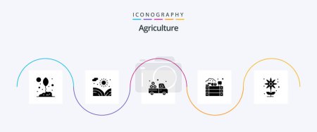 Ilustración de Agricultura Glyph 5 Icon Pack Incluyendo la agricultura. granja. Agua. manzanas. agricultura - Imagen libre de derechos