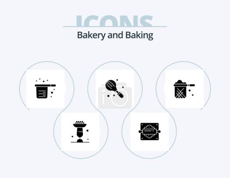 Illustration for Baking Glyph Icon Pack 5 Icon Design. kitchen. cooking. bread rolling pin. baking. cups - Royalty Free Image