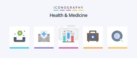 Illustration for Health and Medicine Flat 5 Icon Pack Including disease. aid. mail. health. fitness. Creative Icons Design - Royalty Free Image