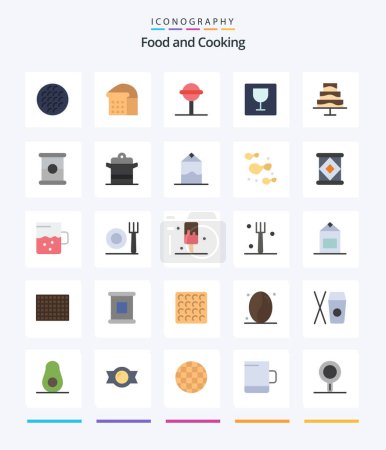 Téléchargez les illustrations : Creative Food 25 Flat icon pack  Such As cooker. preserves. candy. food. food - en licence libre de droit