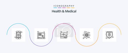 Illustration for Health And Medical Line 5 Icon Pack Including protection. health insurance. medical. research. laboratory - Royalty Free Image