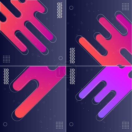 Illustration for Pack of 4 Minimalistic Fluid Dynamic Shapes with Abstract Geometric Gradients - Royalty Free Image