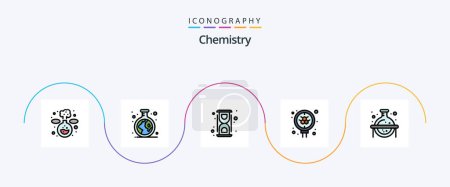 Illustration for Chemistry Line Filled Flat 5 Icon Pack Including flask. search. lab. science. atom - Royalty Free Image