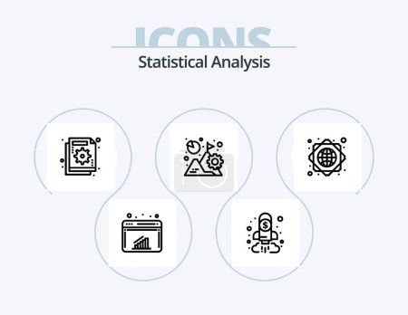 Téléchargez les illustrations : Statistical Analysis Line Icon Pack 5 Icon Design. business. report. business. document. analysis - en licence libre de droit