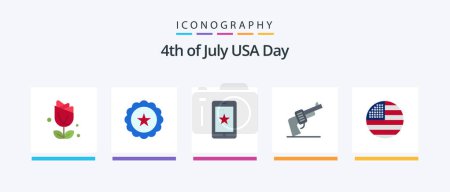 Illustration for Usa Flat 5 Icon Pack Including flag. american. mobile. weapon. gun. Creative Icons Design - Royalty Free Image
