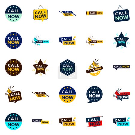Ilustración de 25 Professional Typographic Designs for a refined calling message Call Now - Imagen libre de derechos