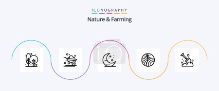 Ilustración de Naturaleza y Agricultura Línea 5 Icono Pack Incluyendo la agricultura. agricultura. carretilla. agricultura. medio ambiente - Imagen libre de derechos