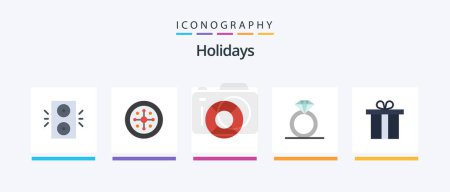Illustration for Holidays Flat 5 Icon Pack Including . gift. float. box. present. Creative Icons Design - Royalty Free Image