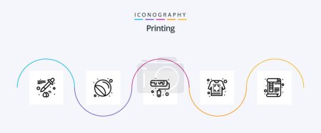 Illustration for Printing Line 5 Icon Pack Including paper. document. brush. sketch. printing - Royalty Free Image