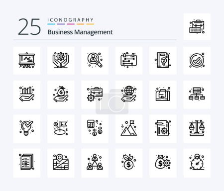 Ilustración de Business Management 25 Paquete de iconos de línea que incluye administración. negocios. gestión. horario. calendario - Imagen libre de derechos