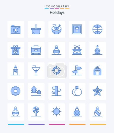 Illustration for Creative Holidays 25 Blue icon pack  Such As christmas. sign. coconut. holiday. cross - Royalty Free Image
