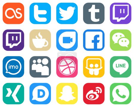 Ilustración de 20 Stylish Social Media Icons such as audio. google duo. imo and wechat icons. Gradient Social Media Icon Bundle - Imagen libre de derechos