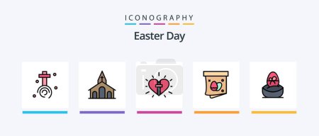 Ilustración de La línea de Pascua llenó el paquete de 5 iconos incluyendo la Pascua. Cristiano. Pascua. celebración. vacaciones. Diseño de iconos creativos - Imagen libre de derechos