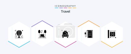 Illustration for Travel 25 Glyph icon pack including gas station. gas. relax. taxi. location - Royalty Free Image
