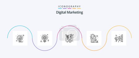 Téléchargez les illustrations : Digital Marketing Line 5 Icon Pack Including digital marketing. automation. automation. marketing strategy. marketing campaign - en licence libre de droit