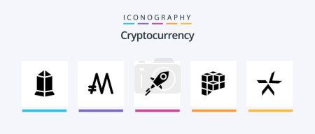 Ilustración de Cryptocurrency Glyph 5 Icon Pack Including coin . crypto . line. coin. Creative Icons Design - Imagen libre de derechos