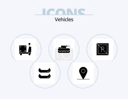 Illustration for Vehicles Glyph Icon Pack 5 Icon Design. . not. cannon. parking. no - Royalty Free Image