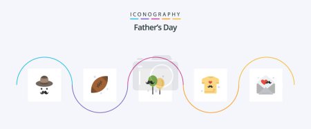 Téléchargez les illustrations : Fathers Day Flat 5 Icon Pack Including fathers. shirt. balloon. fathers day. dad - en licence libre de droit